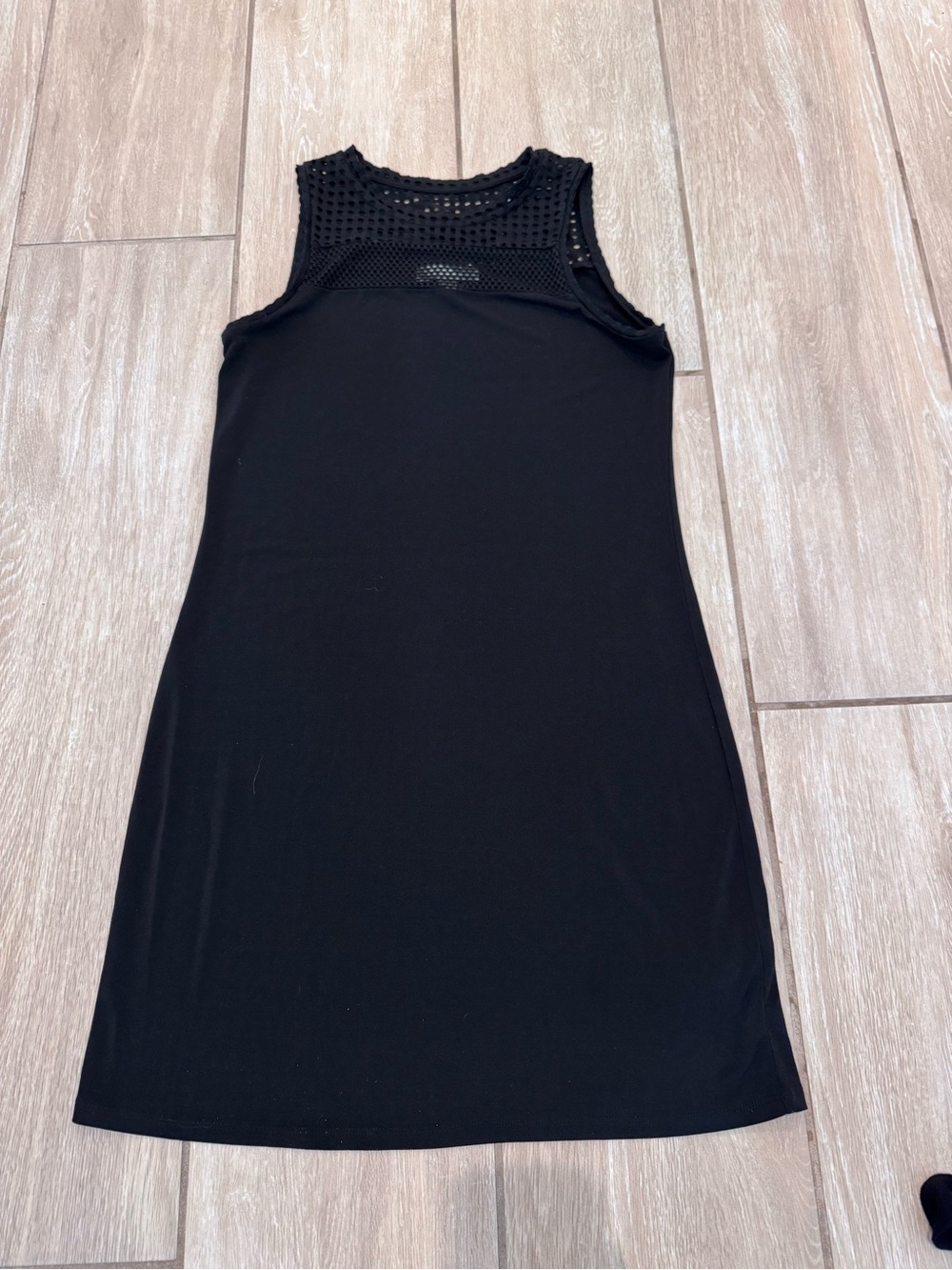 MICHAEL Michael Kors Black Sleeveless Knit Dress with Mesh Yoke
